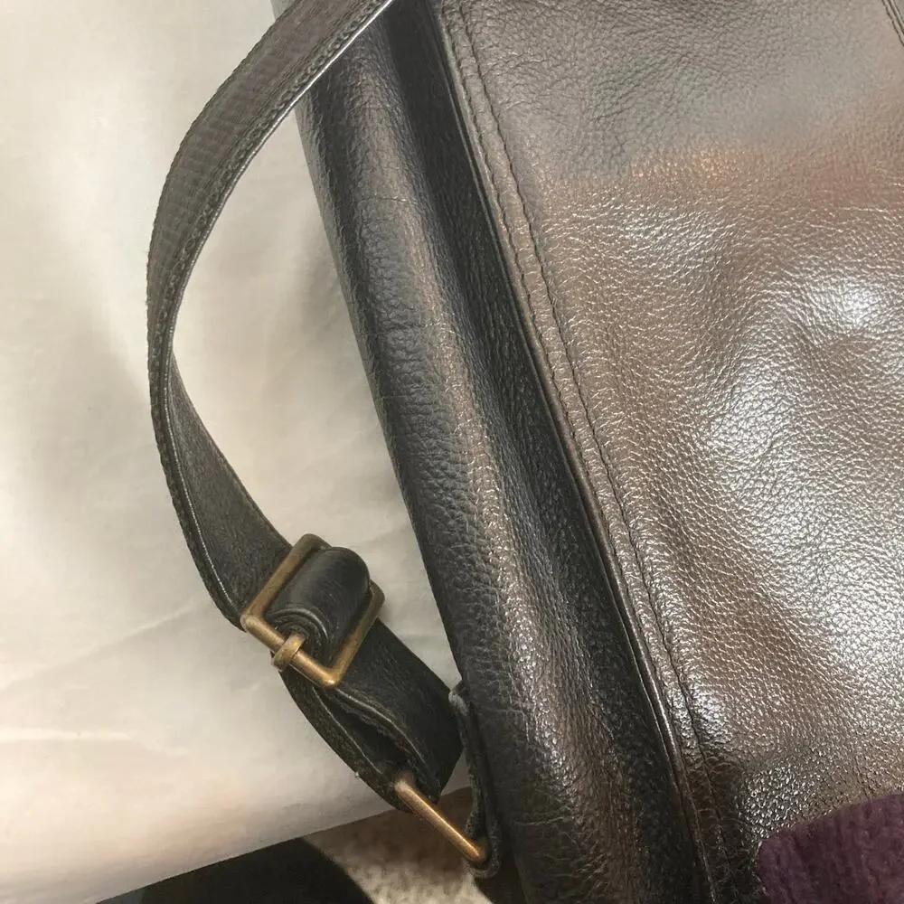Wilsons Leather Pebbled Grain Crossbody Bag Black Messenger Satchel Office Urban